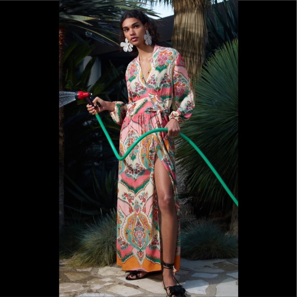 Zara printed wrap dress